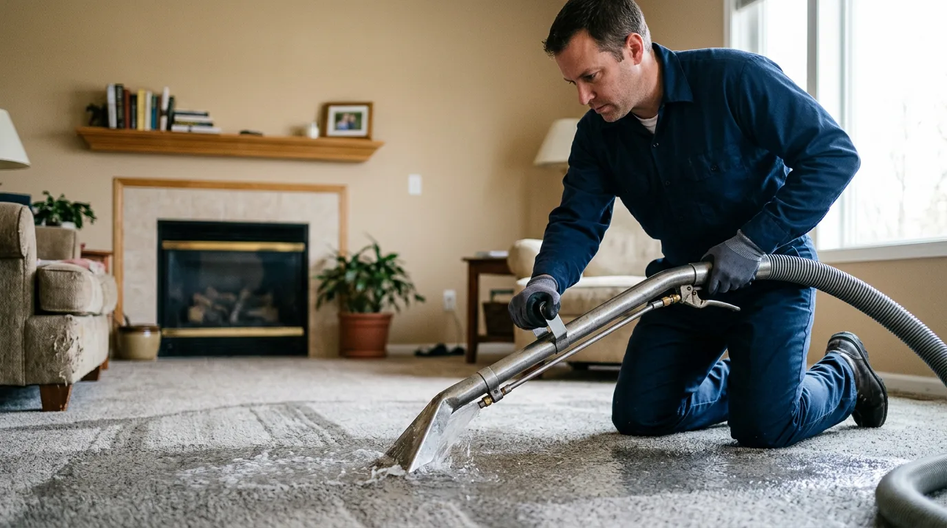 Water damage restoration technician working near Russellville, OH